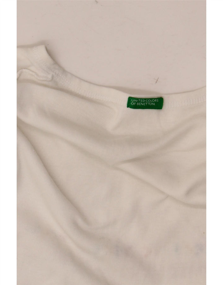 BENETTON Womens Graphic T-Shirt Top UK 8 Small White