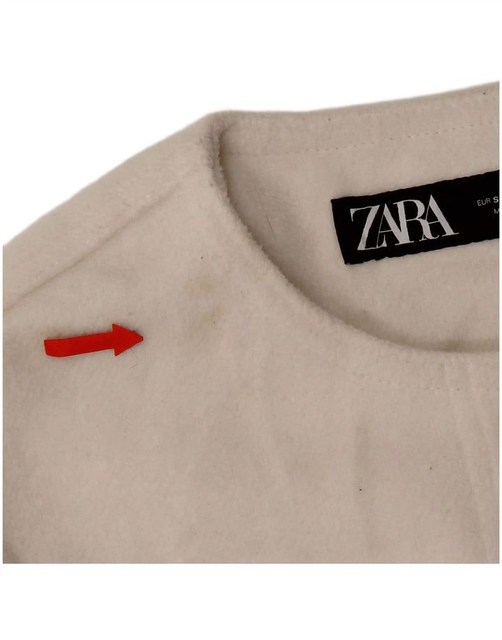 Zara Womens 4 Button Crop Blazer Jacket UK 10 Small White Polyester
