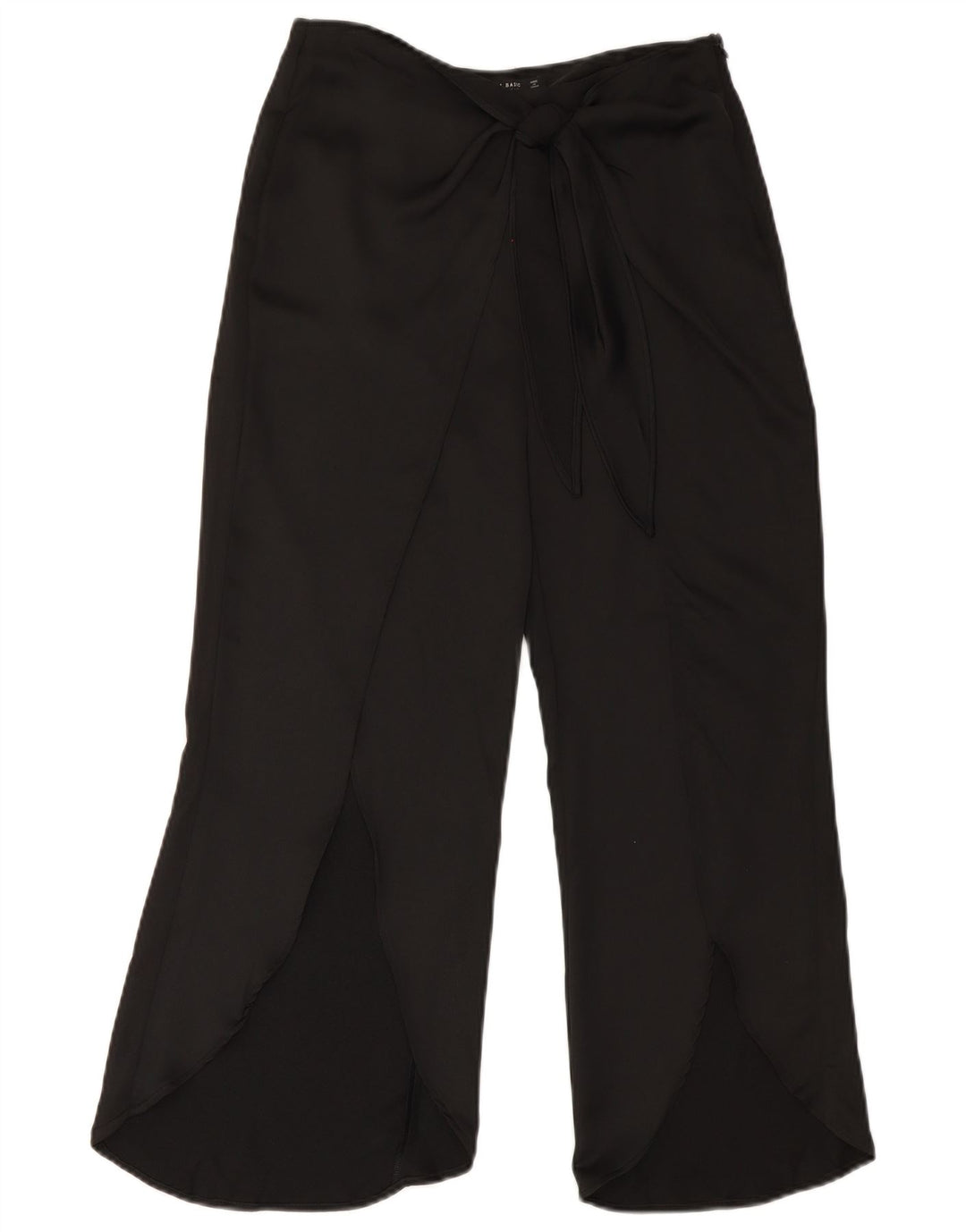 Zara Womens Wide Leg Cropped Trousers Small W28 L23 Black Polyester