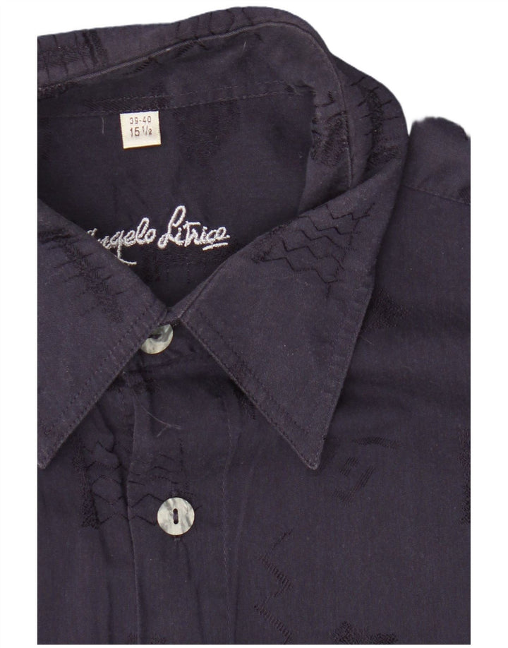 Angelo Litrico Mens Shirt Size 39 /40 15 1/2 Medium Navy Blue Geometric