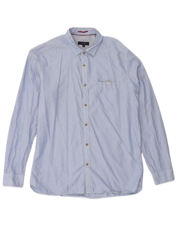 TED BAKER Herreskjorte str. 4 Large Blue Pinstripe Cotton