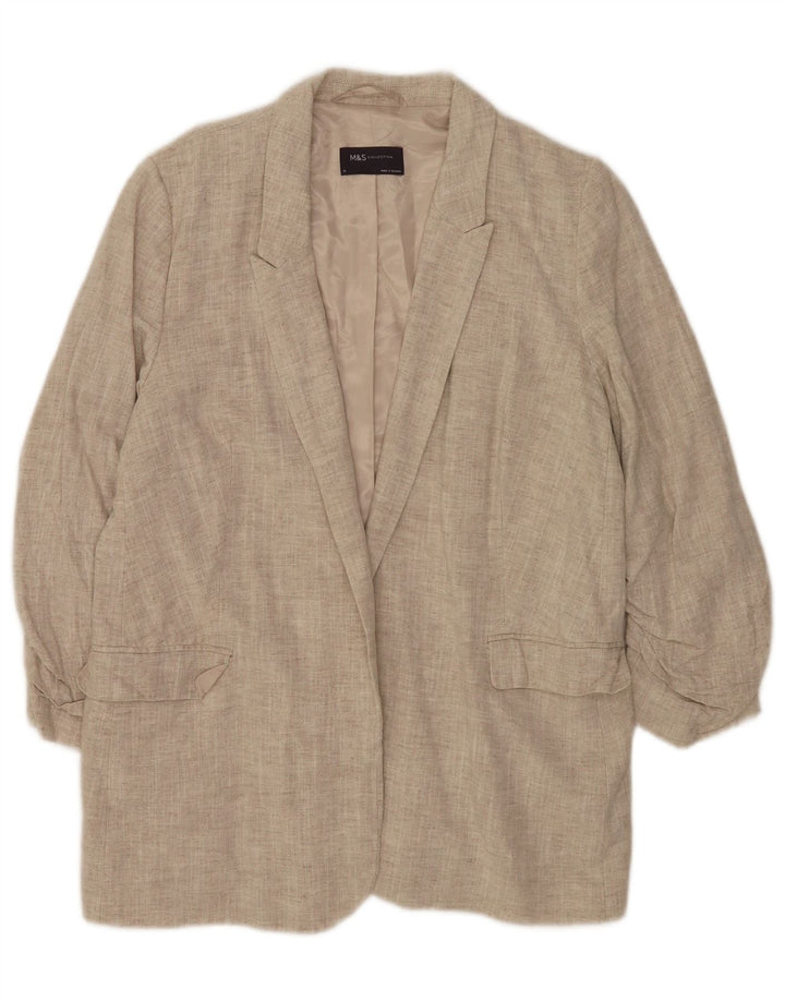Marks & Spencer Damen-Blazer mit 3/4-Ärmeln, offen, Gr. 14, Beige