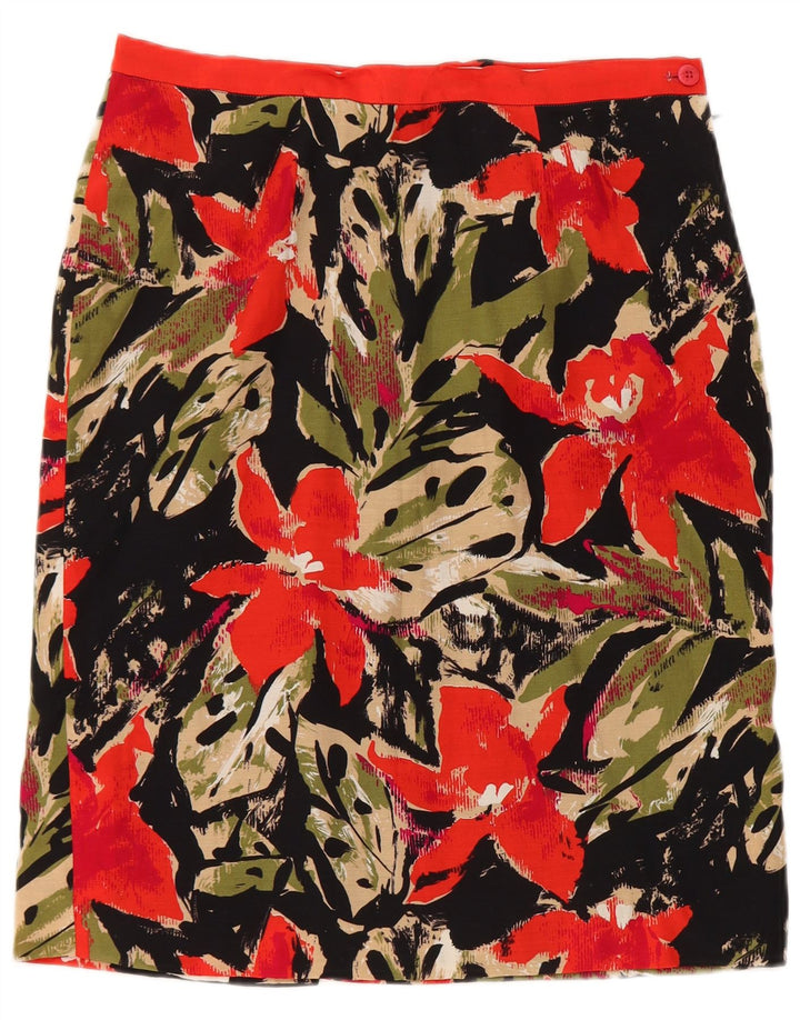 Vintage Womens Pencil Skirt W28 Medium Black Floral