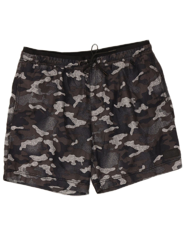 Pantaloncini da bagno da uomo Superdry grandi in poliestere mimetico multicolore