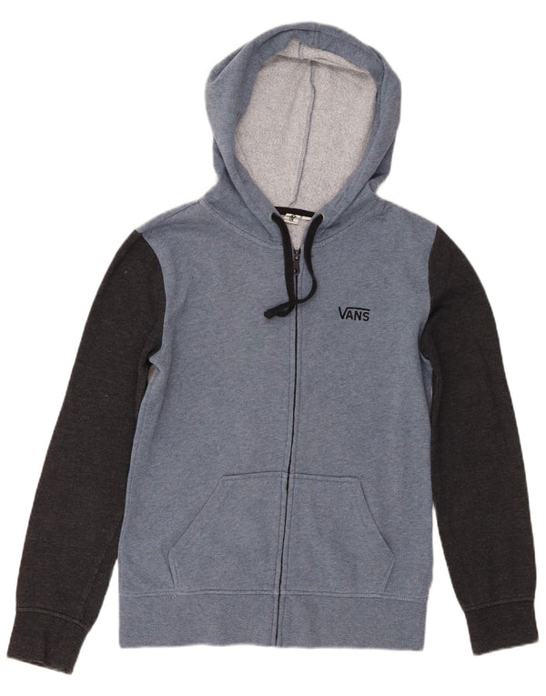 Vans Mens Zip Hoodie Sweater XS Blue Colourblock Cotton