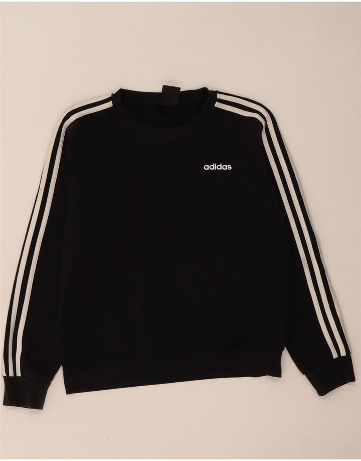 Adidas Womens Sweatshirt Jumper UK 12/14 Medium Black Cotton