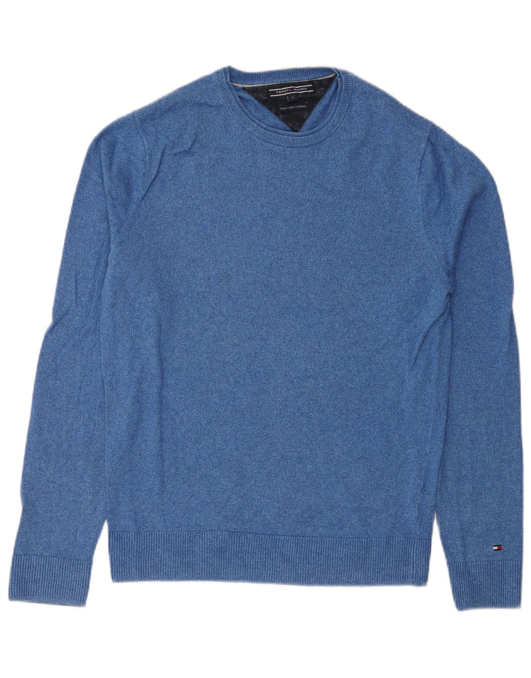 Tommy Hilfiger Mens Crew Neck Jumper Sweater Small Blue Cotton