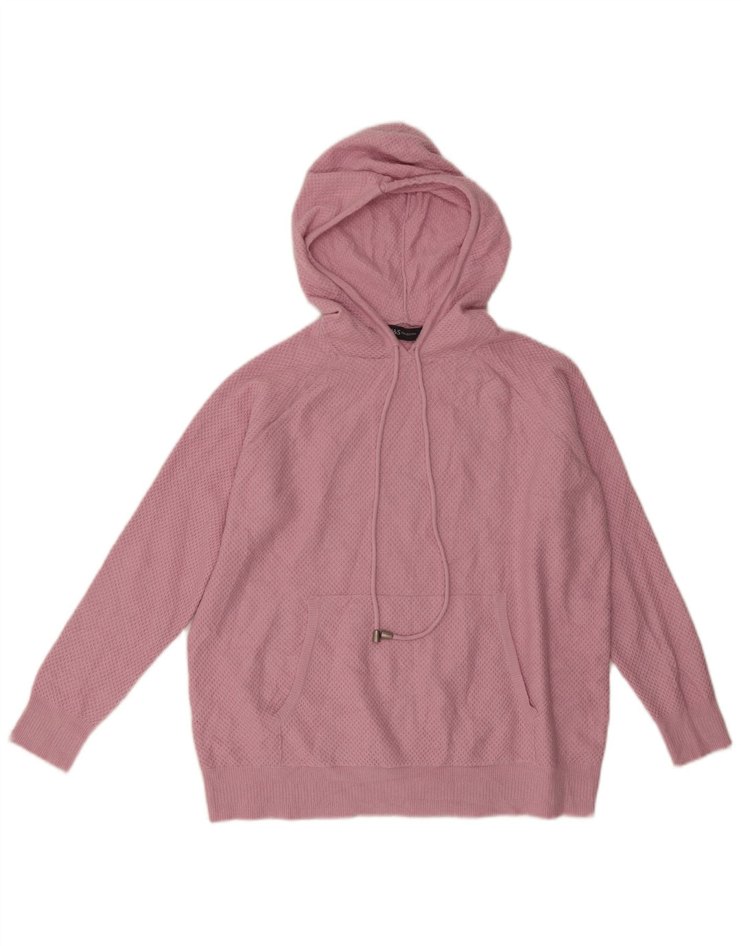 Marks & Spencer Womens Hooded Jumper Sweater UK 14 Medium Pink Viscose