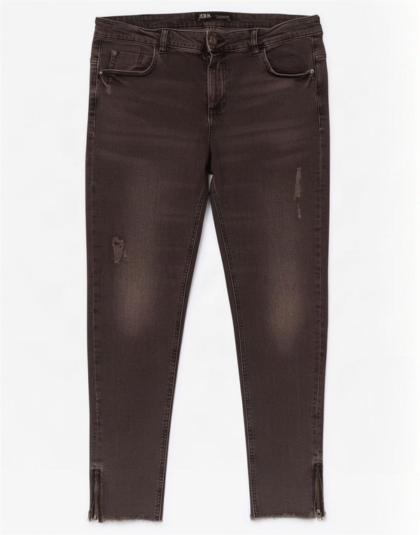 Jeans skinny effetto invecchiato Zara da donna EU 44 XL W34 L28 Nero