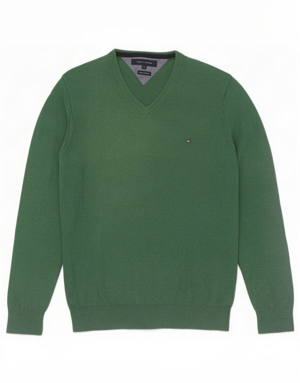 Tommy Hilfiger Herre V-hals sweater Medium Grøn Bomuld