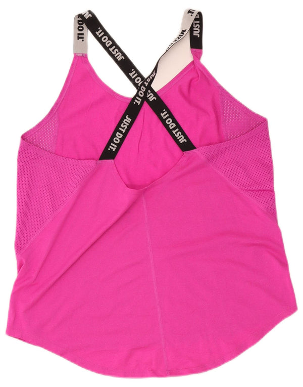 Γυναικείο γιλέκο Nike Dri Fit Crop γραφικό τοπ UK 14 Large Pink