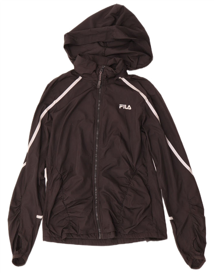 FILA Veste de survêtement à capuche pour femme UK 14 Medium Noir Polyester