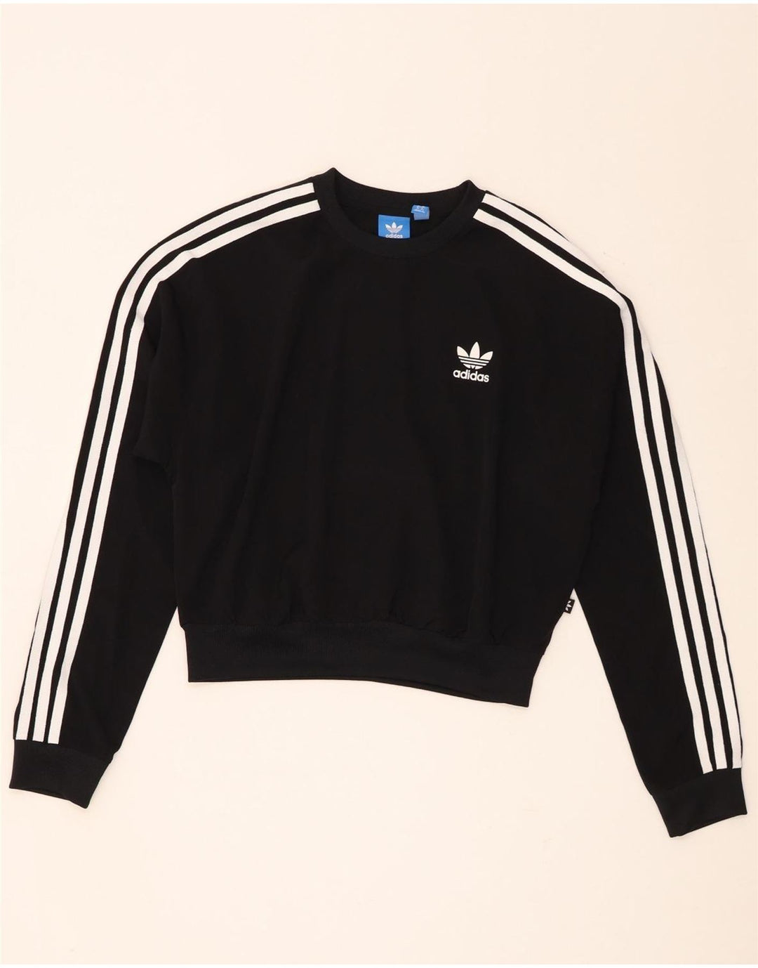 Adidas Womens Crop Oversized Sweatshirt Jumper UK 8 Small Black Polyester