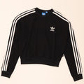Adidas Womens Crop Oversized Sweatshirt Jumper UK 8 Small Black Polyester