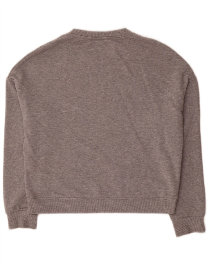 Pyrex Womens Oversized Crop Graphic Sweatshirt Jumper UK 10 Small Grey
