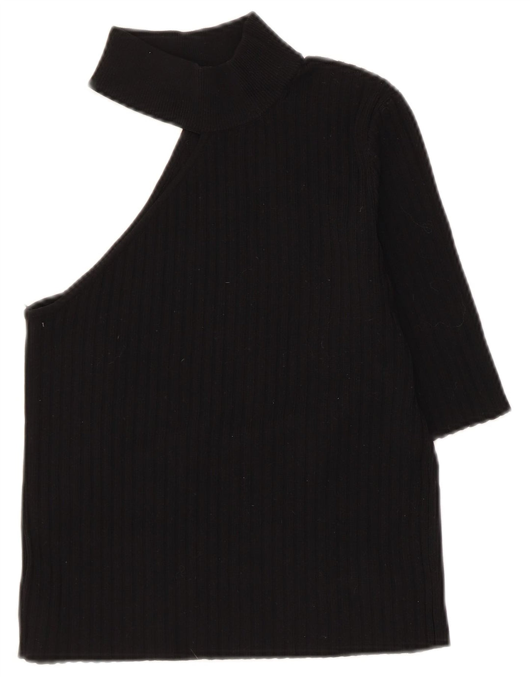 Zara Womens Crop One Shoulder Top UK 8 Small Black Nylon