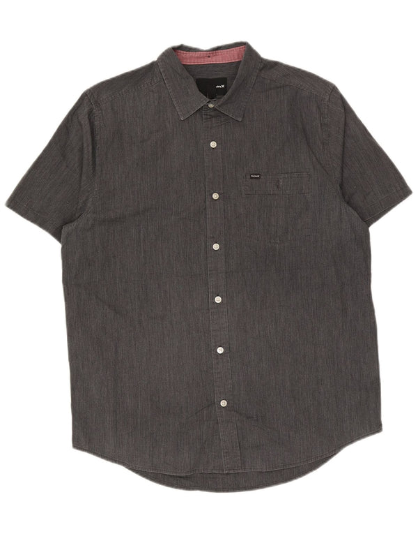 Camicia a maniche corte da uomo Hurley Large in cotone grigio