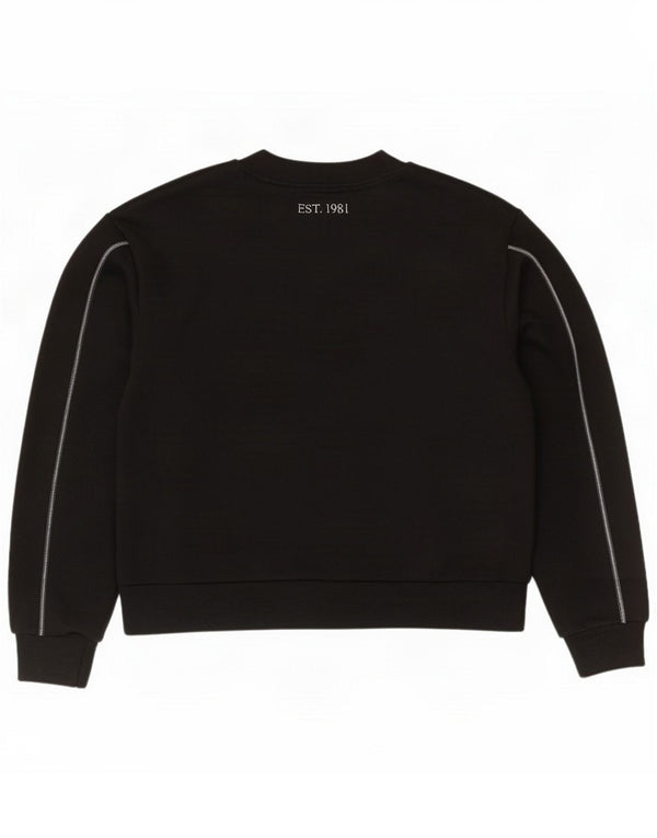 Guess Womens Graphic Sweatshirt Jumper UK 14 Medium Black Cotton