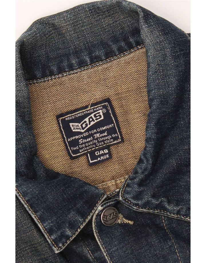 Gas Womens Crop Denim Jacket UK 16 Large Navy Blue Cotton