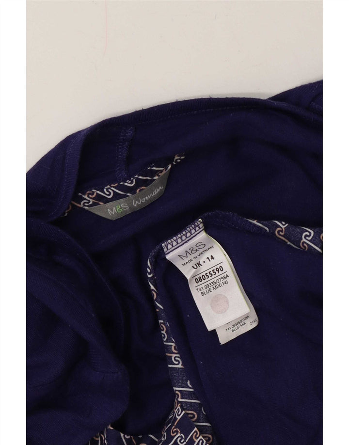 Marks & Spencer Haut Cardigan Femme UK 14 Bleu Moyen Polyester