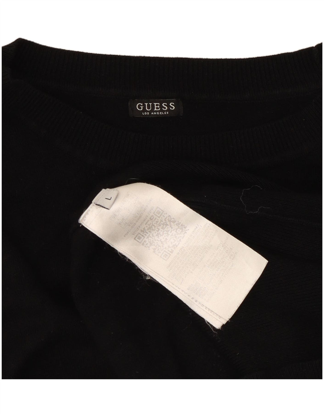 Guess Womens Crew Neck Jumper Sweater UK 12 Medium Black Viscose