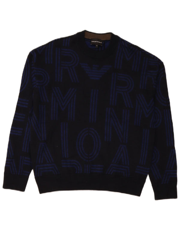 Emporio Armani Jersey con cuello redondo y estampado gráfico para hombre Azul marino mediano