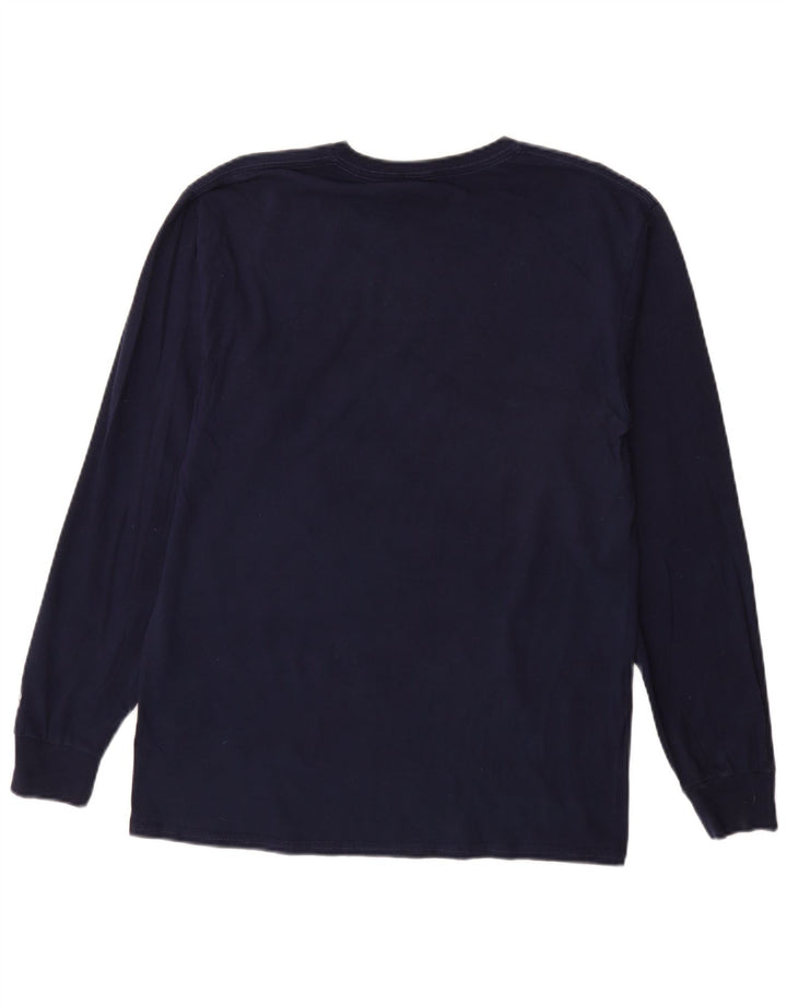 RUSSELL ATHLETIC Mens Graphic Top Long Sleeve UK 38/40 Medium Navy Blue