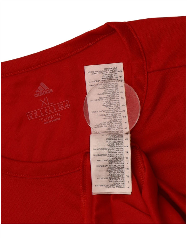 ADIDAS Mens Climalite T-Shirt Top XL Red Colourblock Polyester