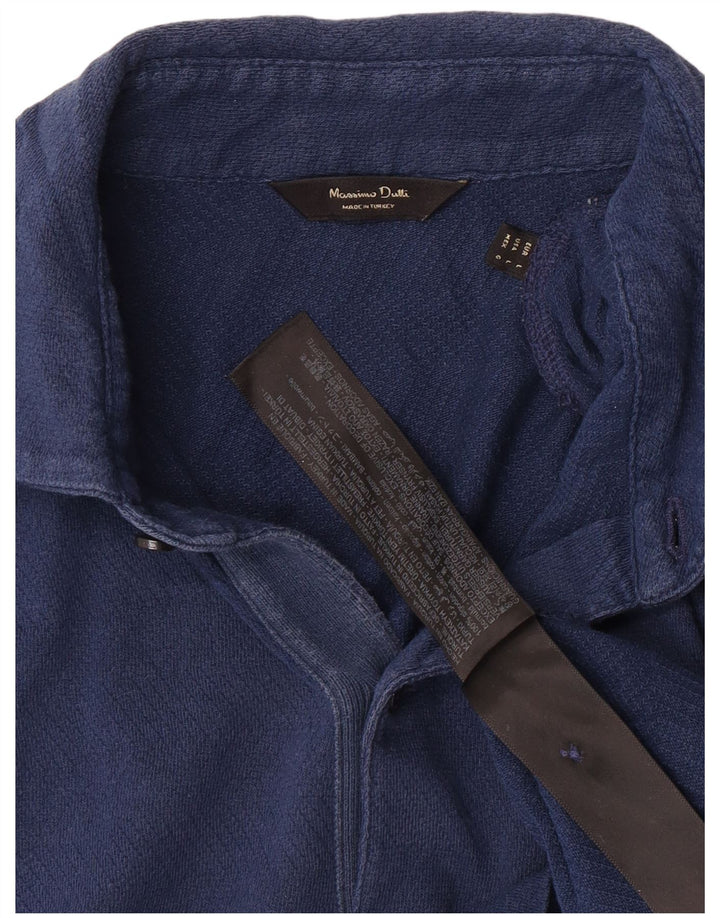 Massimo Dutti Mens Polo Shirt Large Blue Cotton