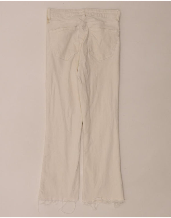 Zara Damen Crop Bootcut Jeans EU 38 Small W28 L24 Weiß