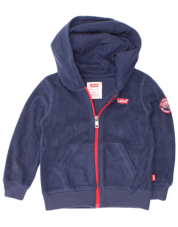 Levi's Pull à capuche zippé en polaire pour bébé garçon 18-24 mois Bleu marine Polyester