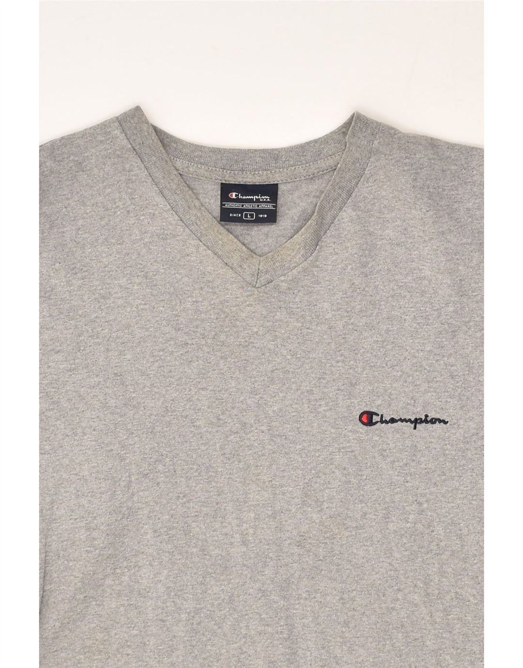 CHAMPION Womens T-Shirt Top UK 16 Large Grey Cotton | Vintage Champion | Thrift | Second-Hand Champion | Used Clothing | Messina Hembry 