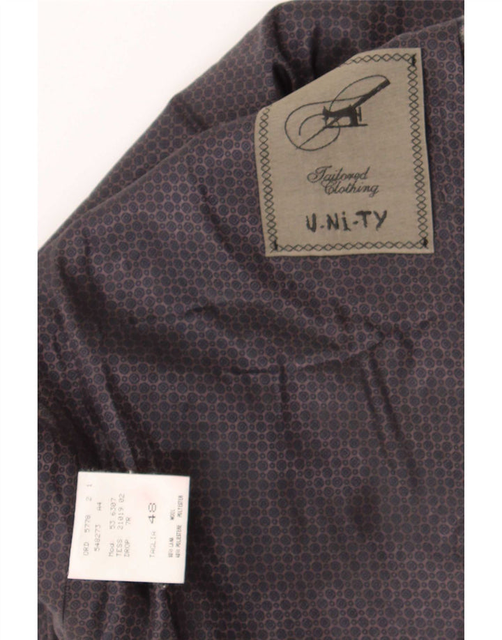 Vintage Mens Waistcoat IT 48 Medium Grey Gingham Wool