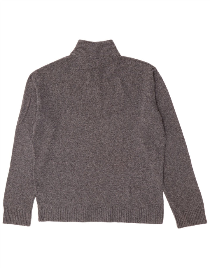 Marks & Spencer Mens Zip Neck Jumper Sweater Large Grey Flecked Lambswool