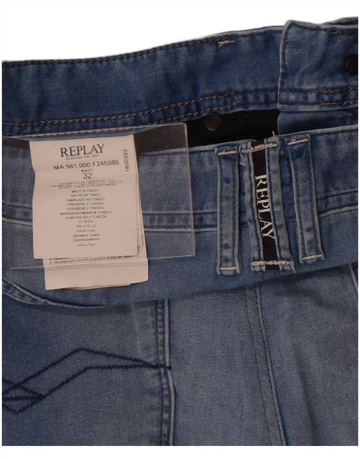 Replay Mens Denim Shorts W32 Medium Blue Cotton