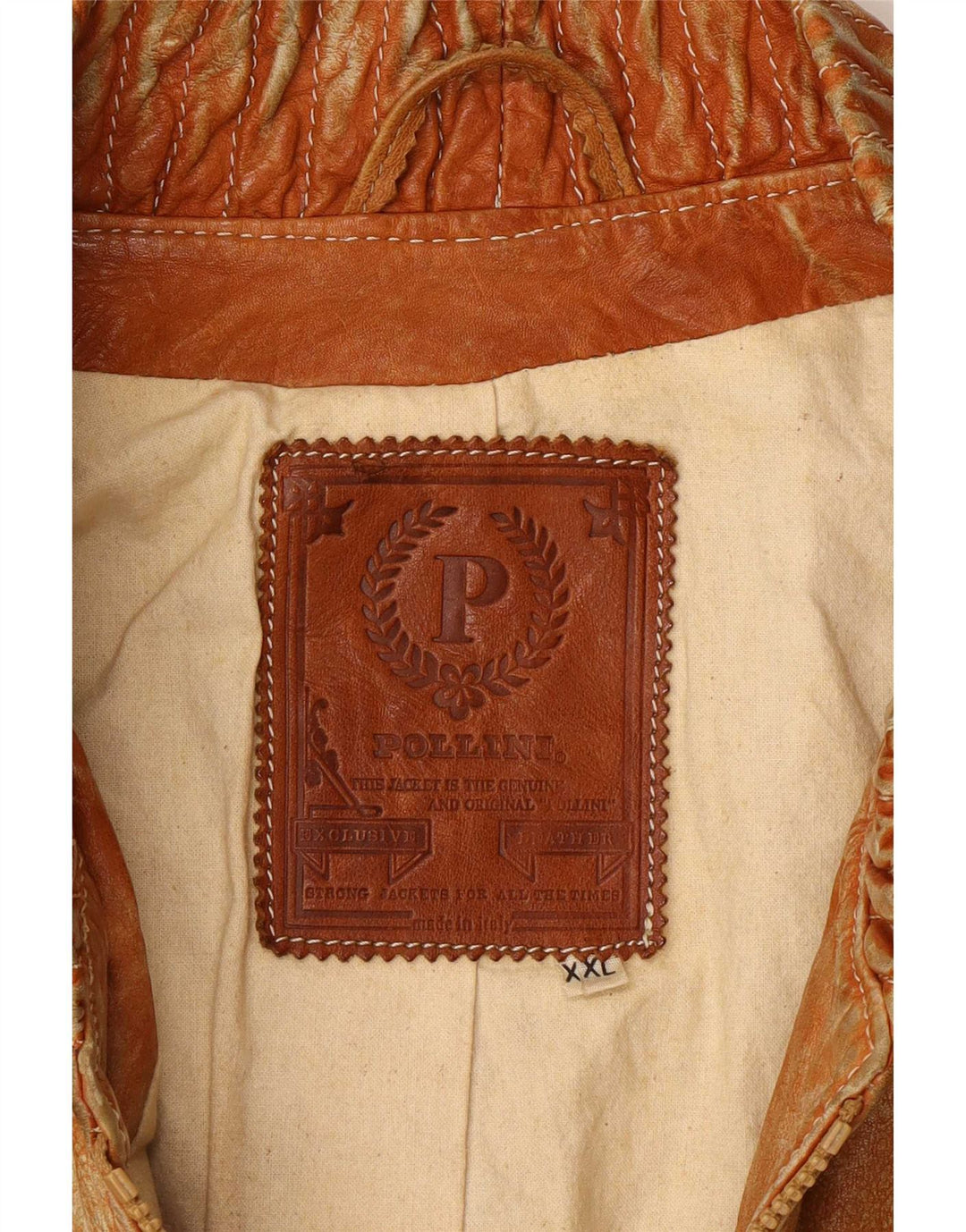 Pollini Mens Leather Jacket UK 44 2XL Beige