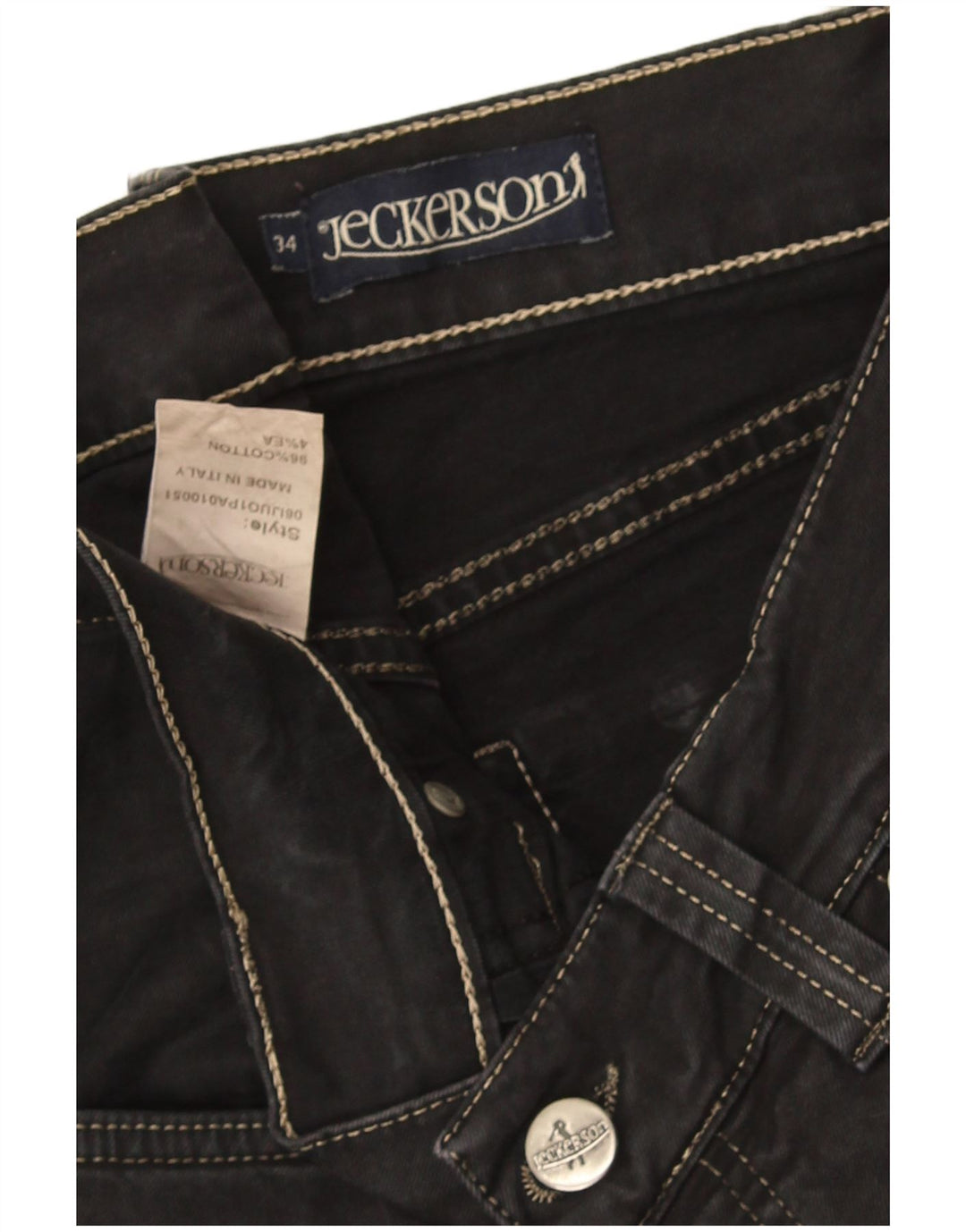 Jeckerson Mens Straight Jeans W34 L34 Grey Cotton