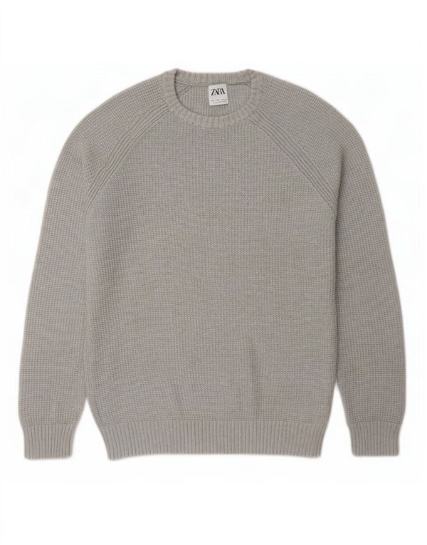 Maglione maglione girocollo da uomo Zara grande grigio