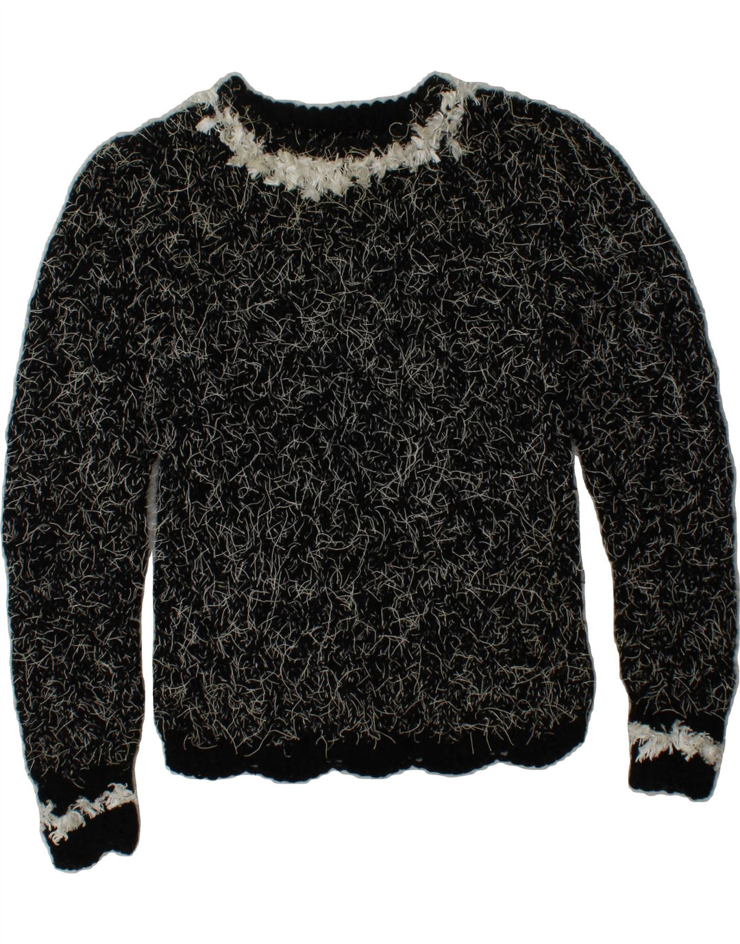 VINTAGE Womens Boat Neck Jumper Sweater UK 12 Medium Black Vintage Vintage and Second-Hand Vintage from Messina Hembry 