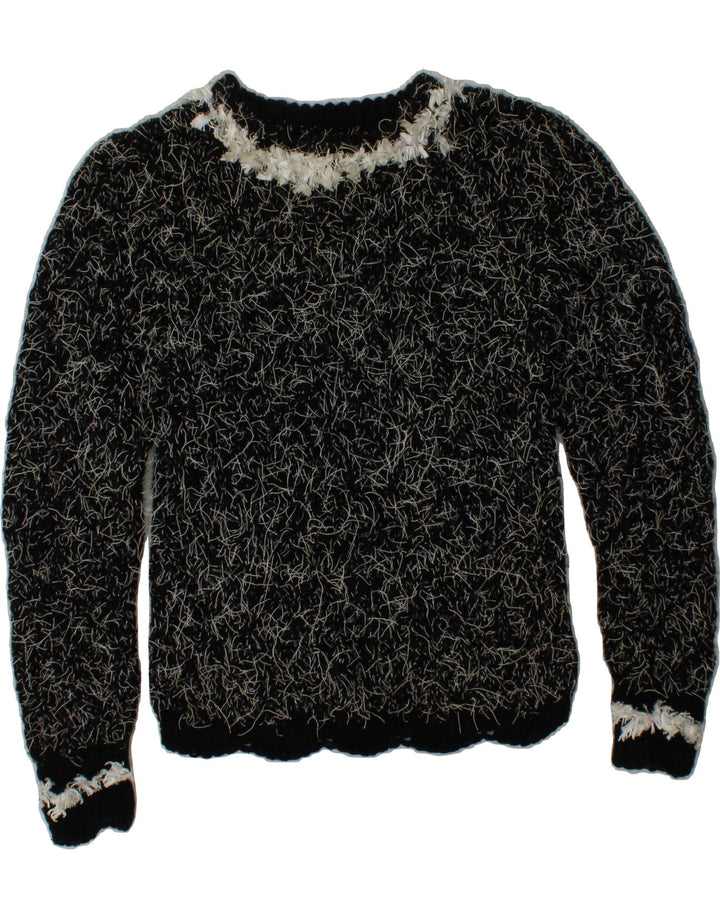 VINTAGE Womens Boat Neck Jumper Sweater UK 12 Medium Black Vintage Vintage and Second-Hand Vintage from Messina Hembry 