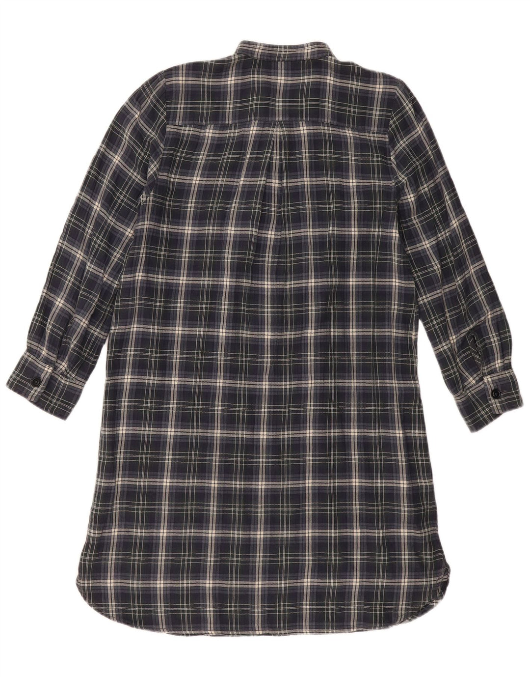 Polo Ralph Lauren Womens Ruffle Front Shirt Dress Medium Navy Blue Check