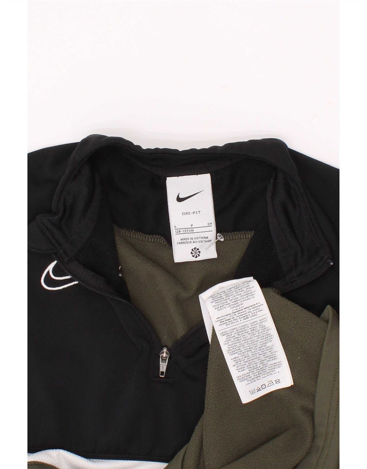 Nike Boys Dri Fit Pullover Tracksuit Top 8-9 Years Small Khaki Colourblock