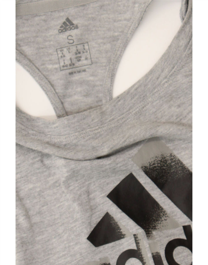 ADIDAS Womens Graphic Vest Top UK 8/10 Small Grey Vintage Adidas and Second-Hand Adidas from Messina Hembry 
