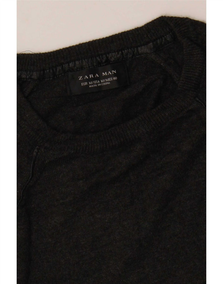 Zara Mens Crew Neck Jumper Sweater Medium Grey