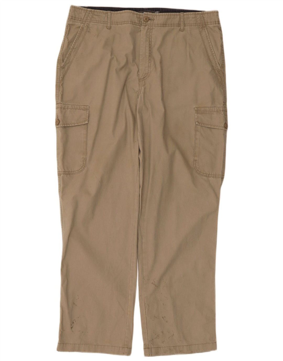 Marks & Spencer Herre Straight Cargo Bukser W38 L31 Beige Bomuld
