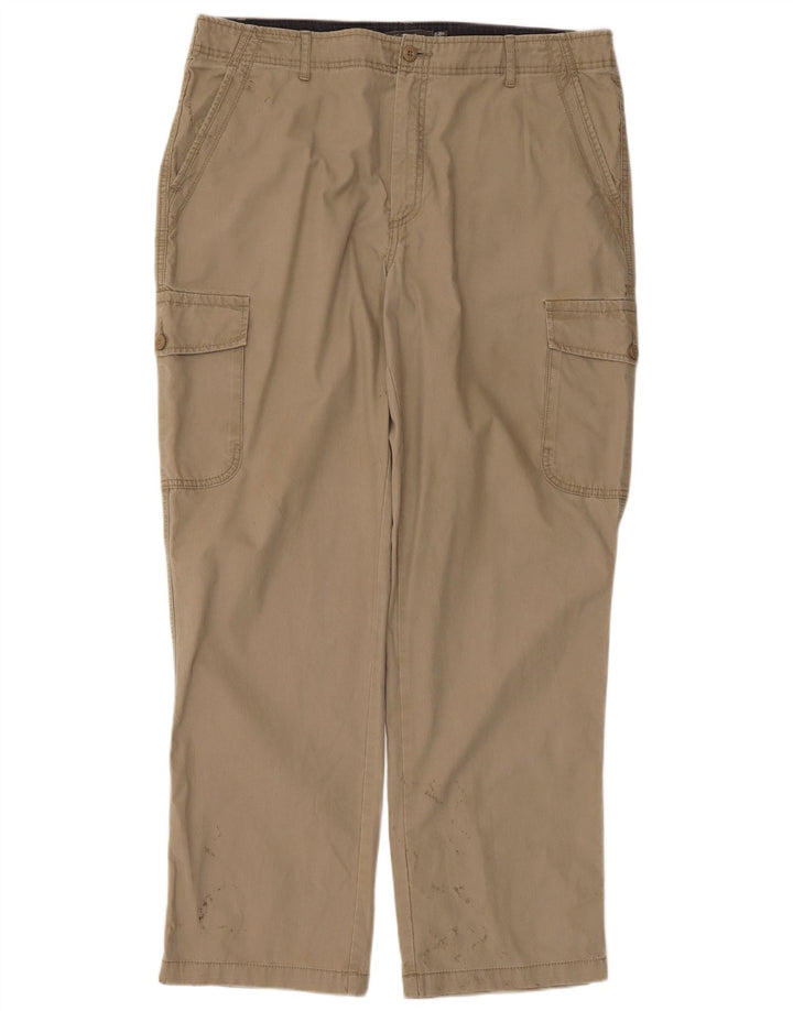 Marks & Spencer Herre Straight Cargo Bukser W38 L31 Beige Bomuld