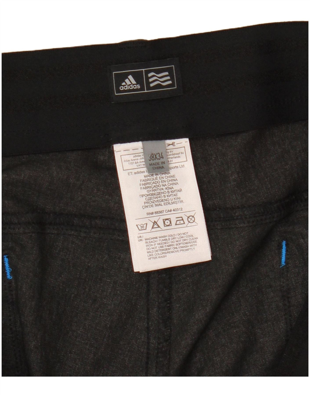 Adidas Mens Straight Casual Trousers W38 L34 Grey Polyester