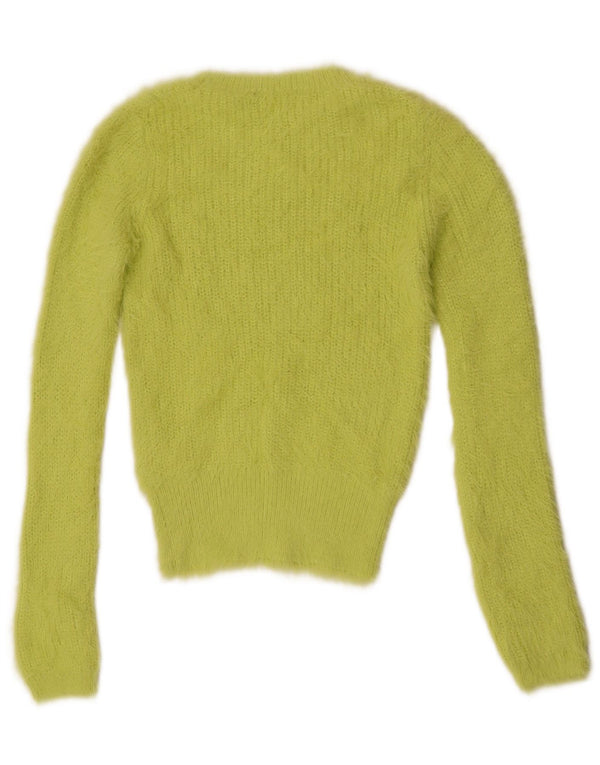 Zara Womens Crop Boat Neck Jumper Sweater UK 10 Small Green Nylon