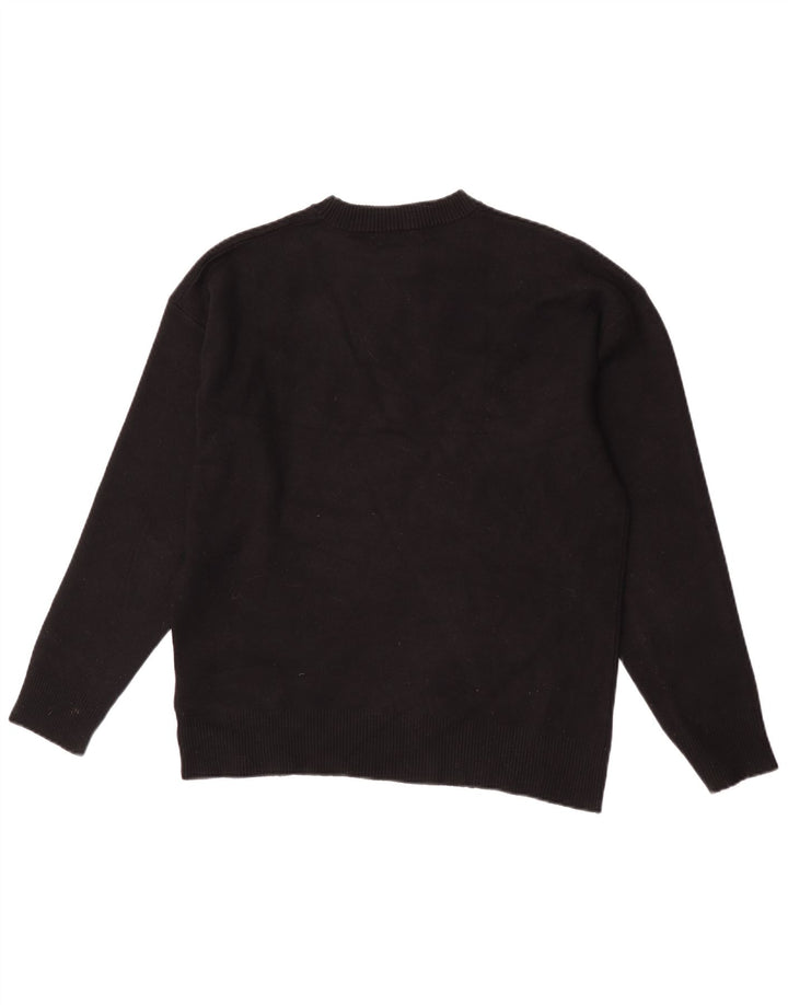 Zara Mens Crew Neck Jumper Sweater Medium Black Viscose