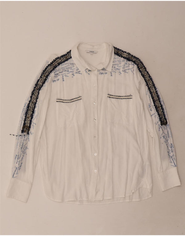 Desigual Womens Graphic Shirt Blouse UK 10 Small White Colourblock Viscosa